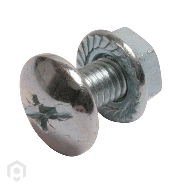 TERF M6 X 12mm Roofing Cable Tray Bolts With Flange Nuts – Pack Of 20, Zinc Plated Steel